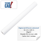 Rouleau de papier jet d'encre universel - 61 cm x 120 m - 80 g/m²