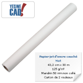 Rouleau de papier jet d'encre couché mat - 43,2 cm x 30 m - 125 g/m²