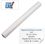 YESWECAD - Rouleau de papier jet d'encre couché mat - 61 cm x 30 m - 140 g/m²