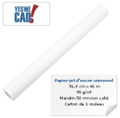 YESWECAD - Rouleau de papier jet d'encre universel - 91,4 cm x 46 m - 95 g/m²